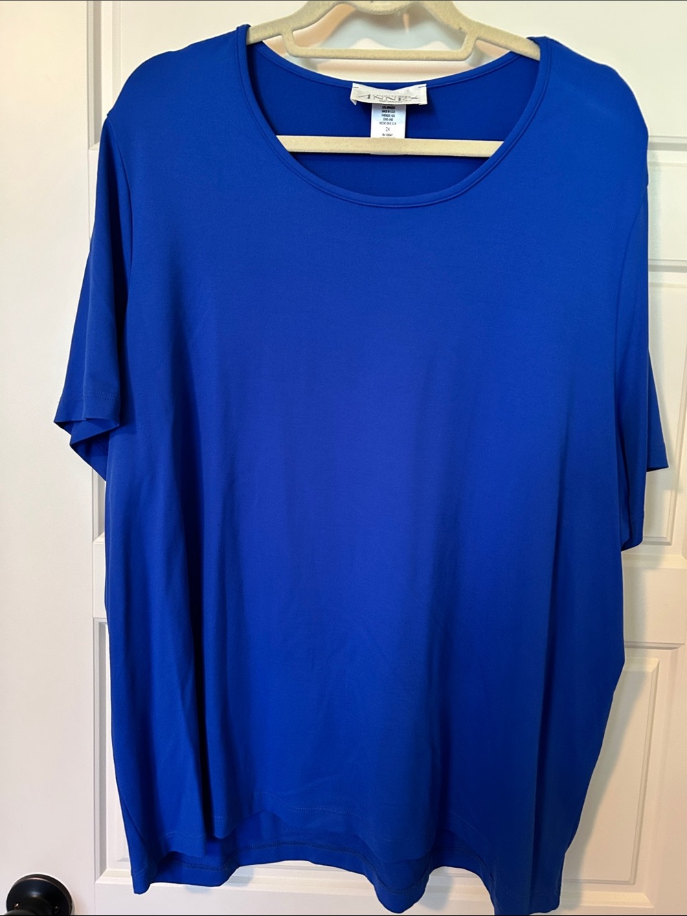 Casual Corner Cobalt Blue Short Sleeve Scoop Neck Tee